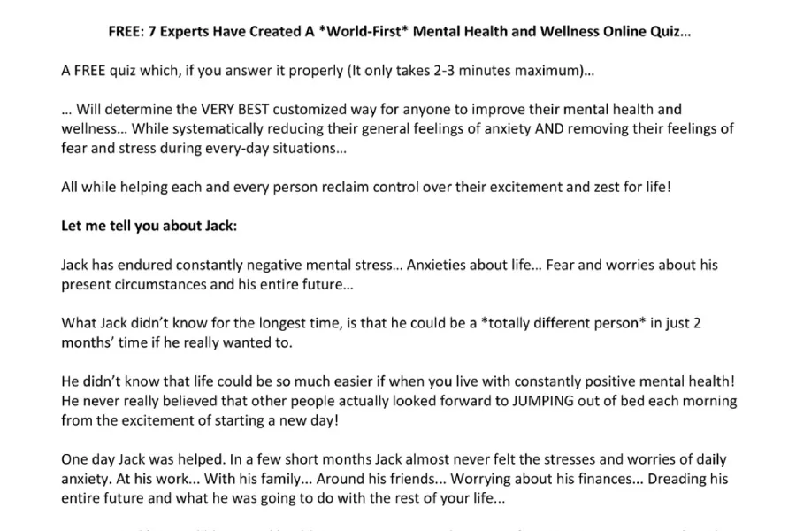 A 2nd Self-Help Niche FB AD Client Sample. You Can See The ADs Themself Already Service As A Good First Level Of Lead-Qualification…